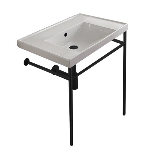 Modern Console Sink, 36 Inch Modern Console Sink, 36 Inch Scarabeo 3005-CON-BLK-No Hole
